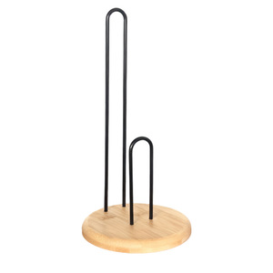 Bamboo <b>Paper</b> Towel Holder Round Freestanding <b>Kitchen</b> Organizer Minimalist Design Eco Friendly Desktop Storage - Product Image 4