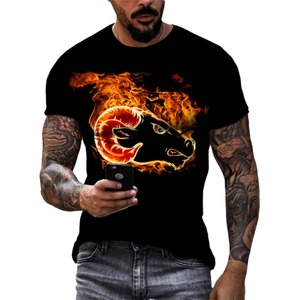 T-shirt da uomo casual in 100% poliestere, lavorata a maglia, traspirante, girocollo, a maniche corte, vestibilità ampia, con grafica <span class=keywords><strong>3D</strong></span> digitale a costellazioni - Product Image 1