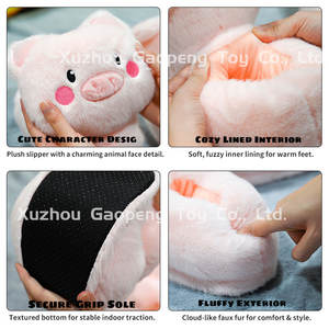 Mignons chaussons d'intérieur en forme de <span class=keywords><strong>cochon</strong></span> de dessin animé avec semelle antidérapante, chaussons d'hiver chauds et moelleux personnalisés pour femmes - Product Image 2