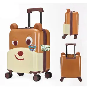 New arrival 18 inch lovely 3D cartoon animal design soft ears spinner wheels kids trolley luggage bag cabin size suitcase