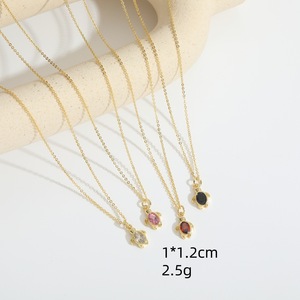Collar Chapado en oro de 18 quilates con colgante de piedra de lágrima de tortuga marina con forma de estrella CZ circón piedra preciosa diamante piedra natal cobre Chic CZ - Product Image 2
