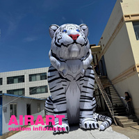 Ballon de tigre blanc gonflable de taille sur mesure, belle mascotte gonflable de tigre pour la décoration extérieure de zoo