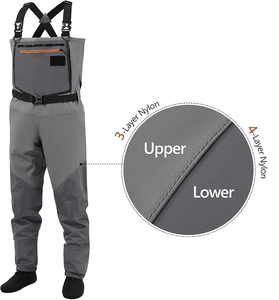 <span class=keywords><strong>Cuissardes</strong></span> de pêche respirantes OEM 3/5 plis avec <span class=keywords><strong>chaussettes</strong></span> <span class=keywords><strong>Cuissardes</strong></span> de pêche à la mouche durables et confortables pour hommes femmes - Product Image 5