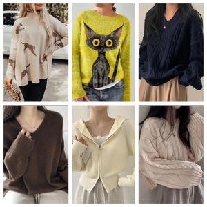 2023 Phụ Nữ Của Áo Len Áo Thun Jacquard Mô Hình Hàng Dệt Kim Dài Tay Áo Vòng Cổ Dệt Kim Mùa Đông Bông Dệt Kim Áo Len Bán Buôn - Product Image 4