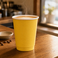 Gobelet en papier jetable jaune pour café, thé, boissons chaudes ou froides, à emporter, pour café, jus, lait, thé, fête, service de restauration