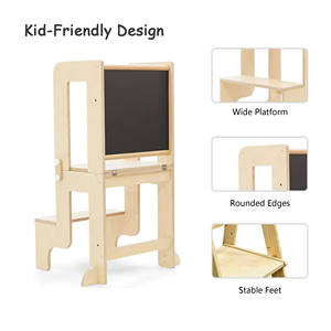 Tour d'apprentissage moderne 4-en-1 réglable pour tout-petits, tabouret de cuisine en bois pour enfants avec tableau noir - Product Image 5