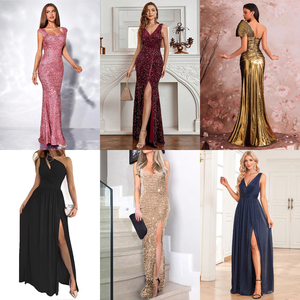 Nouvelle <span class=keywords><strong>Robe</strong></span> de Soirée 2026 en Satin Couleur Unie, Coupe Slim, Taille Haute, Col en V, Qualité Supérieure, Prix de Gros Bas - Product Image 2