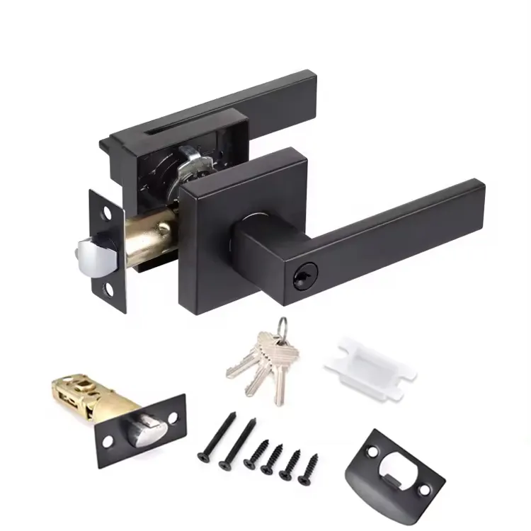 Heavy Duty Privacy Door Handle Interior Lever Lock Praça 3 Alavanca maçaneta da porta Quarto/Banheiro Tubular Lever Door Lock set