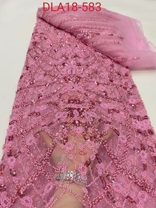 2025 giá bán buôn nặng Bridal trắng đính cườm ren với sequins thêu lưới ren pháp Ren Vải cho đám cưới cho Đảng - Product Image 2