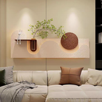 Nouvelle Décoration Murale de Luxe, Peinture Texturée en Relief 3D, Sculpture Géométrique Faite à la Main, Minimaliste, Peinture en Grès Décorative avec Éclairage LED