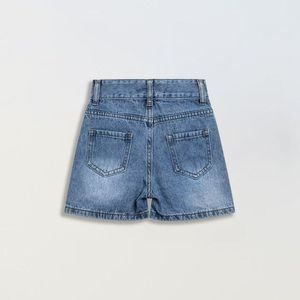 Pantaloncini Casual da ragazza con motivo a fiore <span class=keywords><strong>blu</strong></span> a vita media strappata con frange in stile Boho estivo 3Y-7Y - Product Image 2