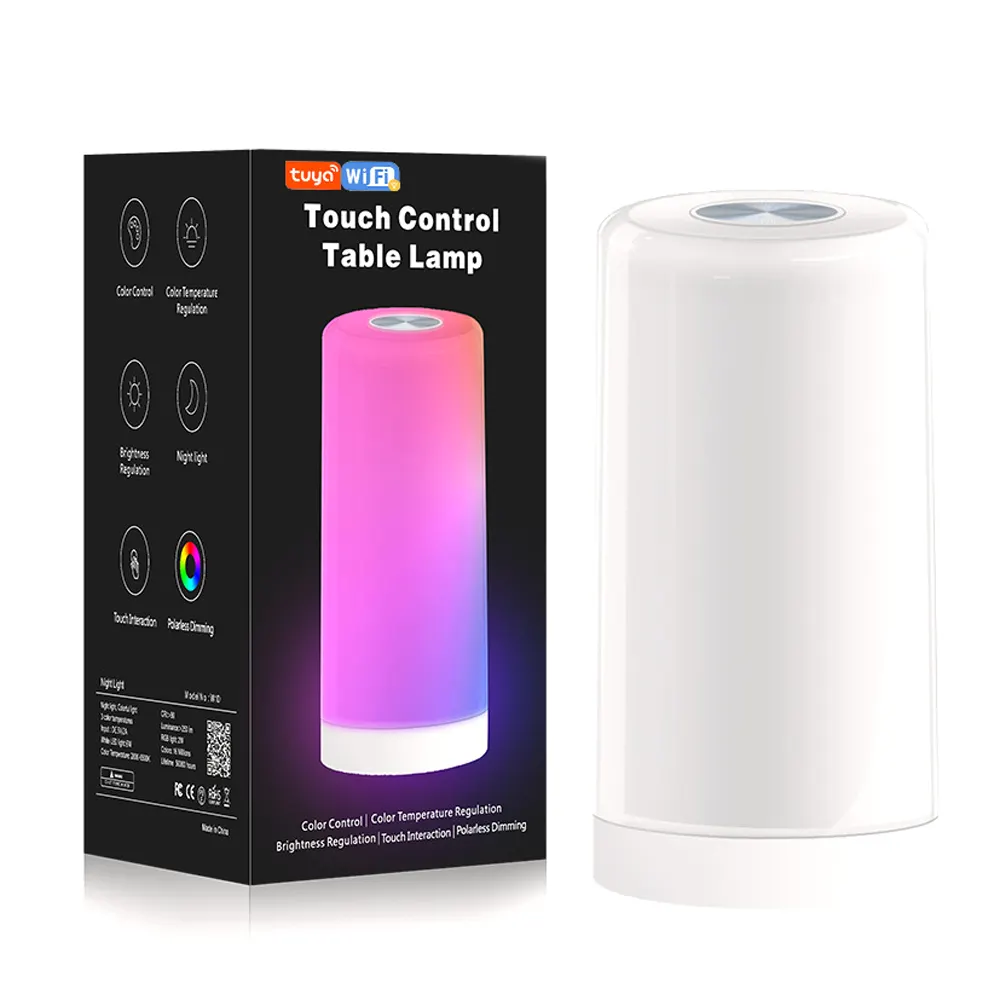 Smart Table Lamp Dimmable LED Touch Lamp Compatible with Alexa and Google Assistant RGB Color Changing Ambient lamp for Bedroom
