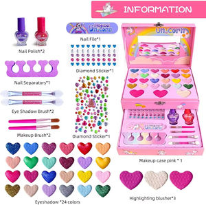 Jouets pour filles EPT, jeux de simulation, jouets cosmétiques, trousse de maquillage à 2 étages, trousse de beauté violette, fard à paupières, vernis à ongles pour kit de maquillage - Product Image 3