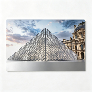 <span class=keywords><strong>Art</strong></span> mural métallique moderne et emblématique de la vue nocturne de Paris avec la Pyramide du <span class=keywords><strong>Louvre</strong></span> pour un salon élégant - Product Image 6
