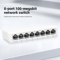 Switch Tshield de 8 Puertos Fast Ethernet 1.6Gbps RJ45, Carcasa de Plástico, Full-Duplex/Half-Duplex, con 1 Año de Garantía, en Stock