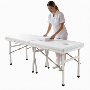 Factory Hot Sale Price Discount Portable Foldable <b>Stainless</b> <b>Steel</b> Salon Massage <b>Table</b>-Bedroom High-Density Sponge Adjustable - Product Image 1