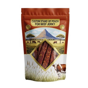 Custom Printed Beef Jerky <b>Bags</b> Resealable Zipper Closure Food Grade Plastic Stand Up Outdoor Snack <b>Packing</b> Factory Direct - Product Image 1
