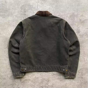 High Quality Custom LOGO Vintage Washed Oversized <strong>Canvas</strong> <strong>Jacket</strong> Zip up Heavyweight <strong>Canvas</strong> Work <strong>Jacket</strong> <strong>Men</strong> - Product Image 3