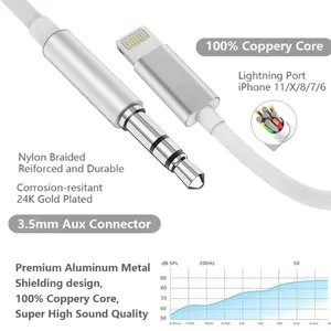 For Apple IPhone XS Max XR X 10 8 7 6 6S Plus Ipad To 3.5mm Jack Audio Aux Cable For Car Speaker Mobile Headphone Wire Converter