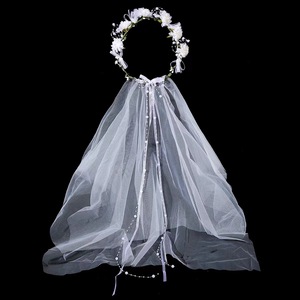 Nouveau blanc tête <span class=keywords><strong>de</strong></span> fleur couronne <span class=keywords><strong>mariée</strong></span> <span class=keywords><strong>diadème</strong></span> voiles bandeau floral <span class=keywords><strong>mariée</strong></span> fleur couronne <span class=keywords><strong>voile</strong></span> - Product Image 1