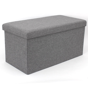 RTS Factory Wholesale Modern Living Room Furniture Faux Linen <strong>Folding</strong> Stool Storage <strong>Bench</strong> - Product Image 3