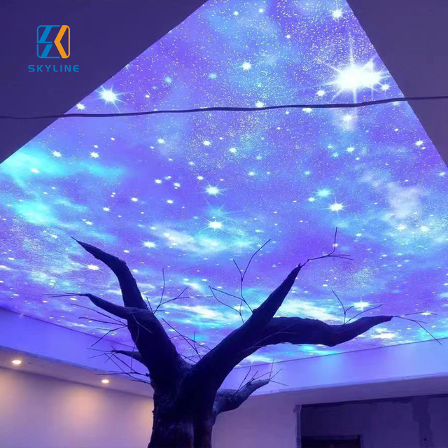 Flexible Film Ceiling for Showroom Mall Store Decoration Fire-Resistant Transparent Film Aluminum Frame LED Light Box