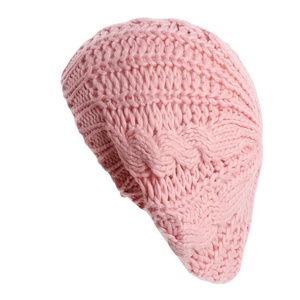 Chapeaux en <span class=keywords><strong>crochet</strong></span> doux et légers, bérets français côtelés, bérets en tricot slouchy pour femmes - Product Image 2
