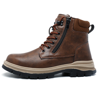 Chaussures de travail DianSen 861 en cuir microfibre imperméable, anti-perforation, bottes de sécurité hautes, pour la construction, l'usine, avec embout en acier