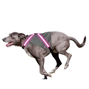 Pabrik Grosir Fashion Gaya Baru LED Reflektif Serat Optik Anjing Harness Kain Anjing untuk Berjalan Anjing Di Malam Hari