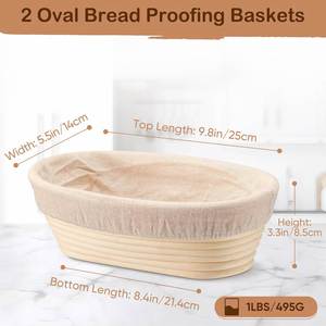Artisan Sourdough Bread Making <b>Kit</b> Handmade Rattan Baskets and Liners Proofing Basket for Kitchen Bakery - Product Image 3