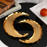 Offre Spéciale plateau croissant doré nourriture gâteau plateau de service assiette musulman Eid Mubarak fête Table décoration ornement lune plateaux alimentaires