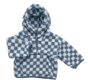 Personalizado niño niña invierno tablero de ajedrez con capucha Sherpa cálido abrigo <span class=keywords><strong>media</strong></span> cremallera bolsillo frontal chaqueta gruesa - Product Image 5