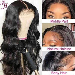 FH Factory Hot Selling Brazilian Natural <b>Human</b> <b>Hair</b> Raw <b>Wig</b> Pre Plucked Hairline 13x4 Wavy <b>Lace</b> Frontal <b>Wigs</b> With Baby <b>Hair</b> - Product Image 2