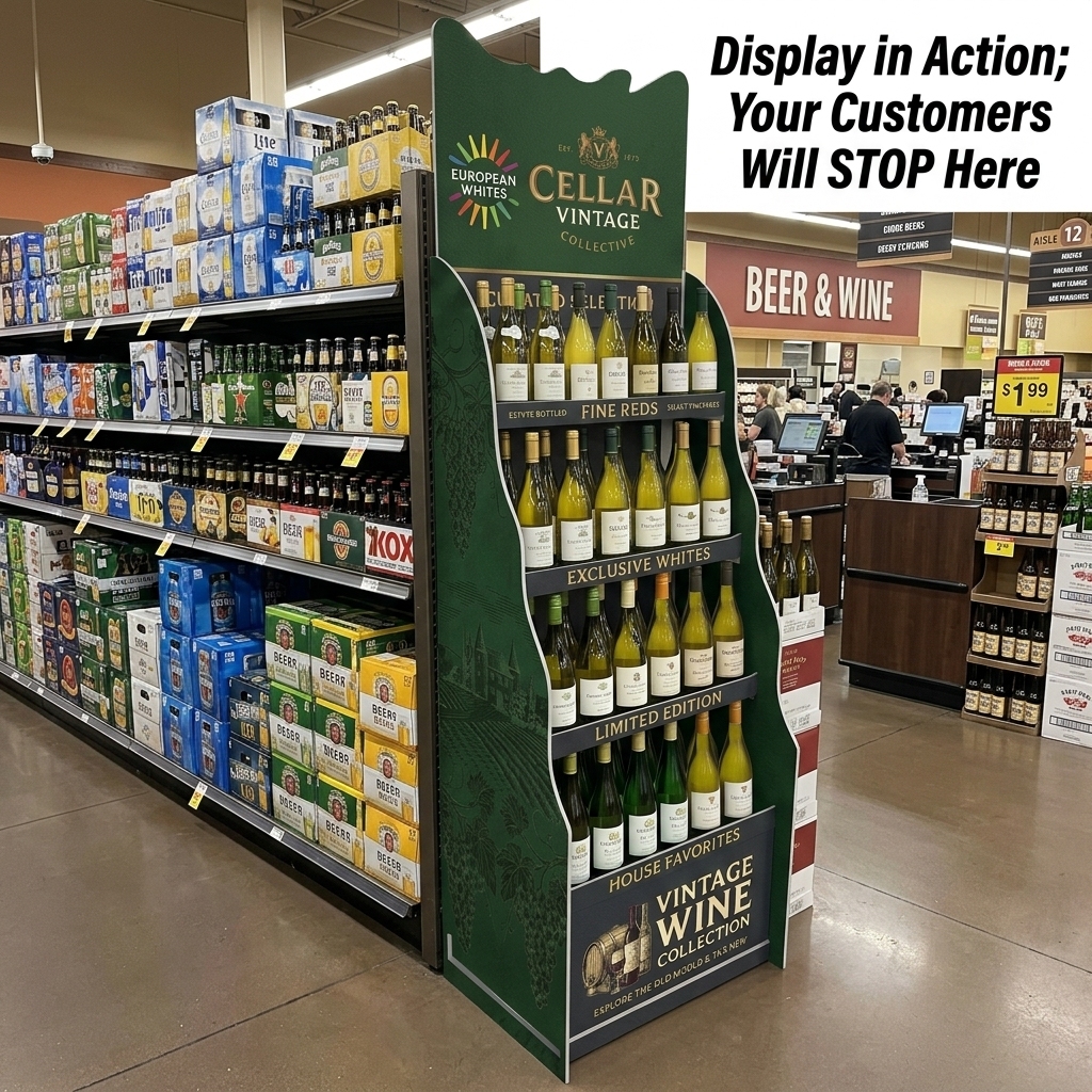 Custom 5-Tier PVC Wine Display Racks Floor Standing White Wine Bottle Display Stand OEM Wholesale for Supermarket Liquor Store — view 1