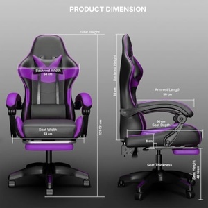 Wholesale Custom 4D Ergonomic Pro Gaming <b>Chair</b> 4D Armrest Metal Frame Structure <b>Reclining</b> Headrest Lumbar Pillow Black Purple - Product Image 5