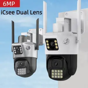 Câmera de segurança IP BTZ sem fio CCTV 360 para uso doméstico, câmera com detecção de movimento humano e lentes duplas de 6MP, áudio bidirecional, segurança externa, ICsee, WIFI, segurança