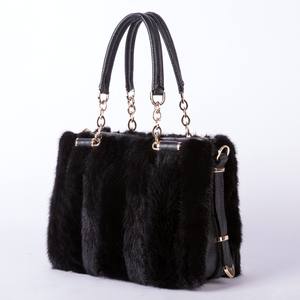 Borsa 100% di lusso di marca in vera pelliccia di visone per donne alla moda <span class=keywords><strong>borse</strong></span> a tracolla in pelliccia di visone nera - Product Image 3