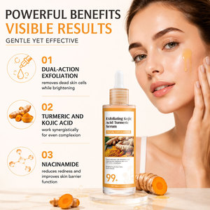 Suero Exfoliante de Ácido Kójico y Cúrcuma 80ml con 3% de Niacinamida AHA BHA Corrector de Manchas Oscuras Suero Facial Iluminador para Mujeres - Product Image 2