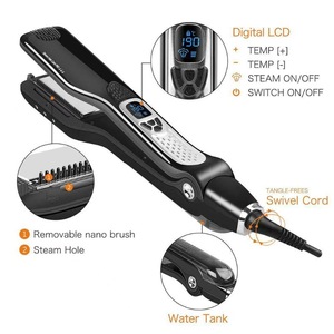 Professional LCD Display <strong>Steam</strong> <strong>Hair</strong> Straightener Fast Steamer Flat Iron Infrared <strong>Pod</strong> Plus Titanium <strong>Hair</strong> Straightening Brush - Product Image 5