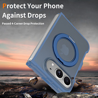Étui Duo pour iPhone Premium Bleu Mat Doux au Toucher avec Support Rotatif Réglable Antichoc Personnalisé Magnétique pour Téléphone Portable en Gros