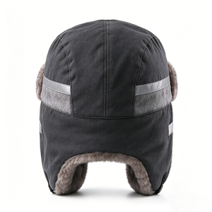 Chapeau de trappeur à rayures réfléchissantes, doublure en fausse fourrure, avec cache-oreilles, coupe-vent, 58-60 cm, unisexe, adulte, décontracté, pour l'extérieur, hiver - Product Image 4