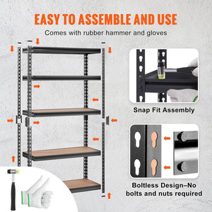 Étagère de garage réglable en hauteur sans boulons, robuste, sur mesure, en métal, multi-usages, facile à assembler, certifiée CE - Product Image 4