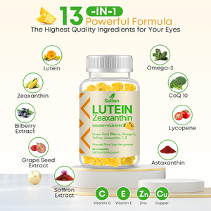 Solilan Dành Cho Người Lớn Bổ Sung Tùy Chỉnh Công Thức Đường Miễn Phí Vegan <span class=keywords><strong>Halal</strong></span> Hữu Cơ <span class=keywords><strong>Lutein</strong></span> <span class=keywords><strong>Zeaxanthin</strong></span> Vitamin C E Mắt Chăm Sóc Sức Khỏe Gummi - Product Image 5