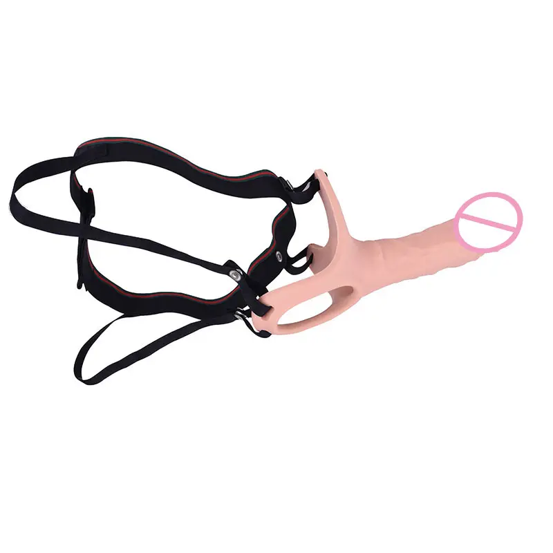 Hollow Strap-On Harness pene più grande Flesh Dildo Sleeve realistico aumenta le dimensioni del pene e la forza giocattolo adulto del sesso per l'uomo