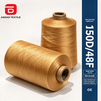 Fil de polyester DTY teint en teinte chaude de qualité AA 150D/48F DDB NIM, haute résistance et uniformité pour les tissus tricotés et tissés