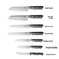 Ensemble de 15 couteaux de cuisine en acier 30Cr13 avec manche gris et ciseaux, affûtés à la main, qualité export, pour la cuisine domestique, idéal comme cadeau