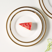 WEIYE Vente Chaude Assiettes en Porcelaine HoReCa Multi-Tailles Rondes Creuses en Céramique avec Bordure Dorée