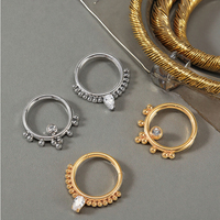 Xinfocus lingkaran hidung desain baru perhiasan tubuh baja tahan karat cincin segmen berengsel kristal Helix tulang rawan Septum Clicker