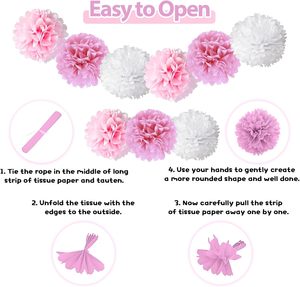 Decoraciones para Fiesta <span class=keywords><strong>de</strong></span> Cumpleaños Estilo Coquette Rosa, Incluyen Globos Blancos y Rosas, Pancarta <span class=keywords><strong>de</strong></span> Feliz Cumpleaños, Cortina <span class=keywords><strong>de</strong></span> Flecos y <span class=keywords><strong>Papel</strong></span> <span class=keywords><strong>de</strong></span> Seda - Product Image 5