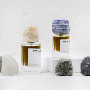 Crimp Empty Clear Spray Square 30ml 50ml 100ml Glass Perfume <b>Bottles</b> With Jade Stone Caps - Product Image 5